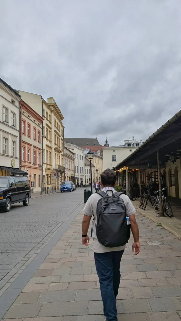 Walking along the streets of Kraków Old Town