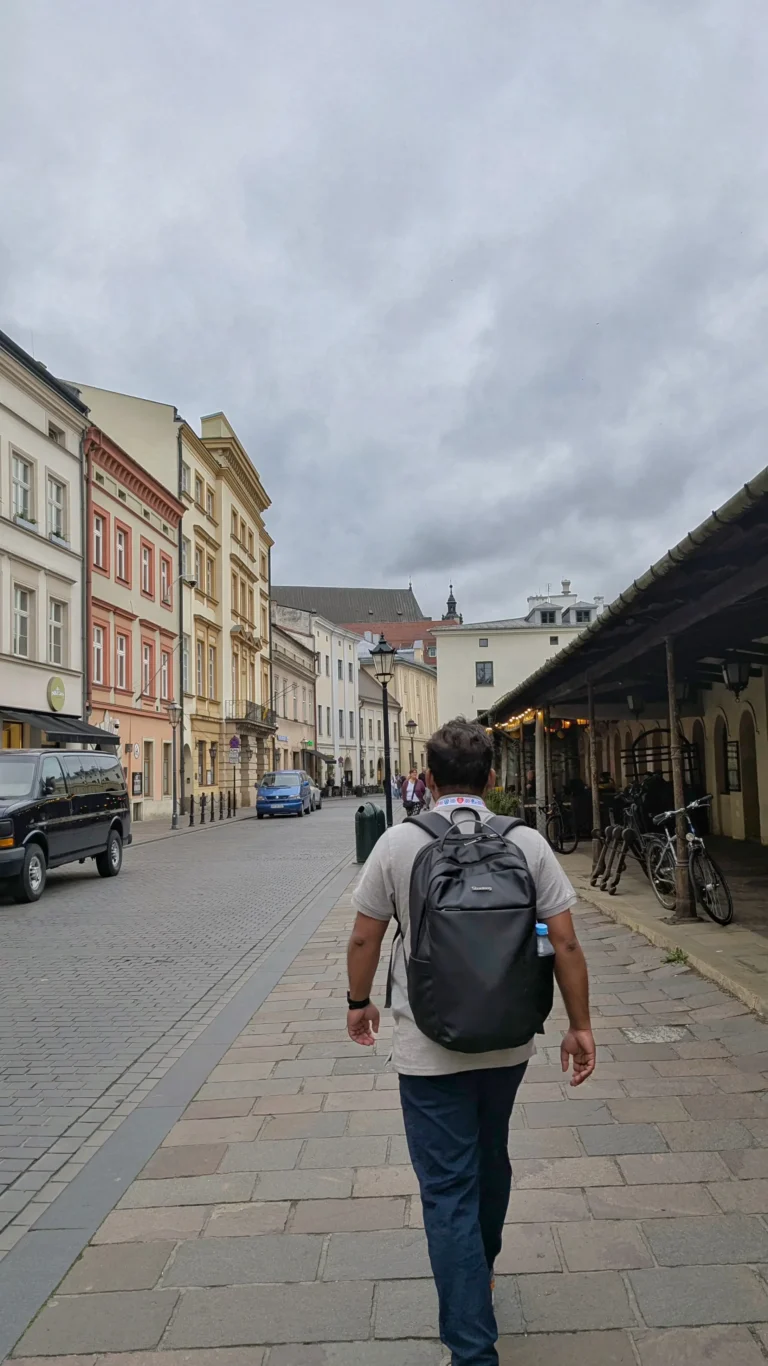 Walking along the streets of Kraków Old Town